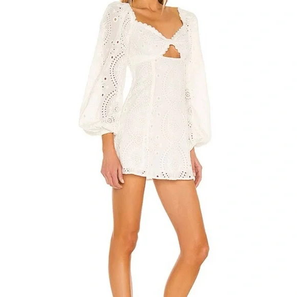 MAJORELLE White Eyelet Mini Dress - Picture 2 of 3